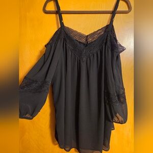 Torrid Black Lace Detail Blouse